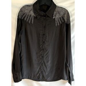 Black Studded Crop Blouse AS By DF Size Small Designer Black Blouse‎
